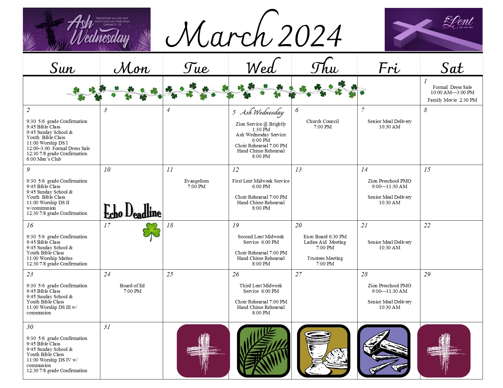 Calendar Zion Mascoutah